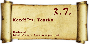 Kozáry Toszka névjegykártya